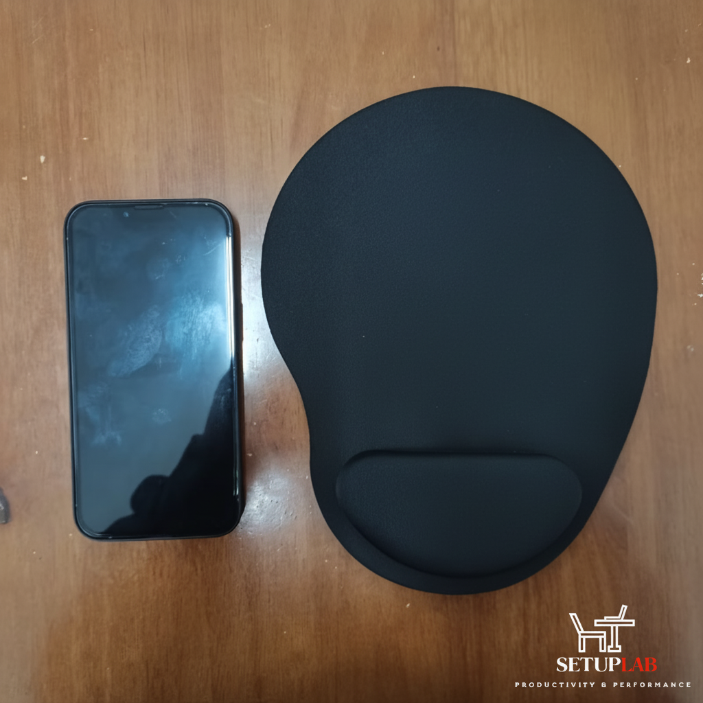 Black mousepad with phone