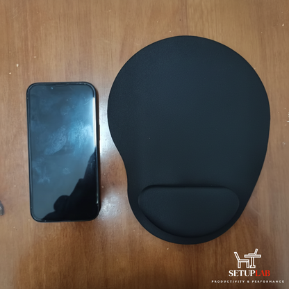 Black mousepad with phone