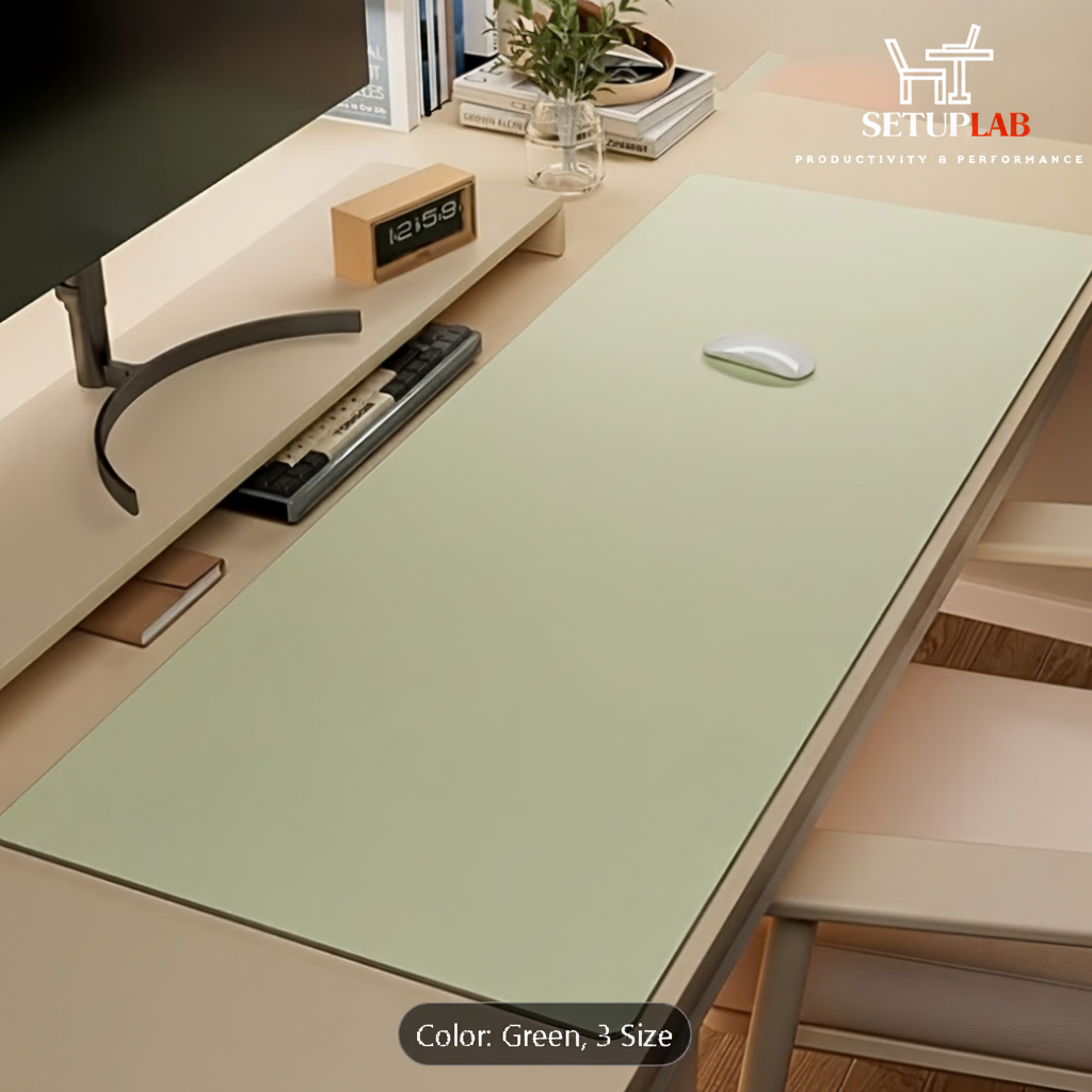 Green Desk Mat with SetupLab Logo