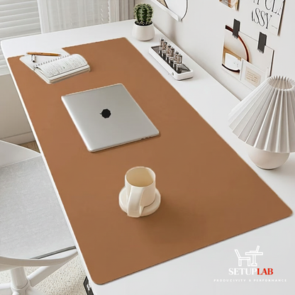 Light Brown Desk Mat with SetupLab Logo