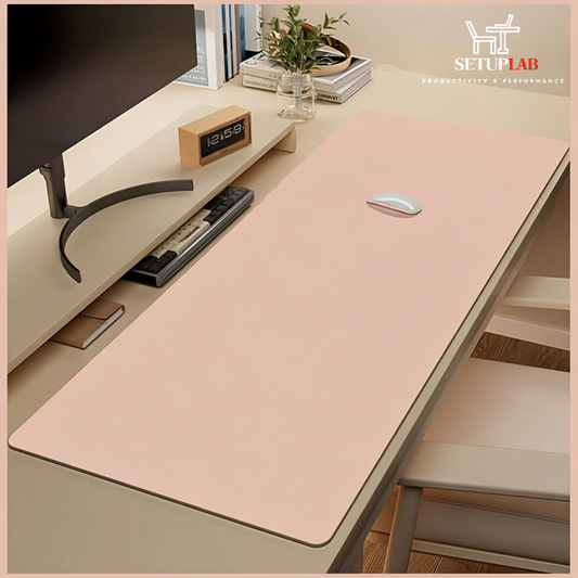 Pink Desk Mat with SetupLab Logo